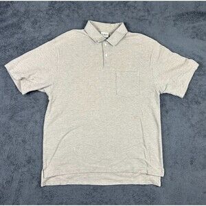 LL Bean Collared Polo Shirt Men's L Regular Beige Short-Sleeve beige
